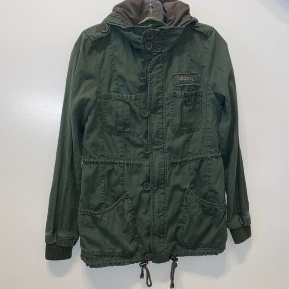 Billabong Army Green Military Jacket Hooded Small
